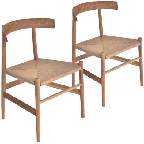 YAO - Lot de 2 Chaises en Teck Brut Recyclé - Style Scandinave & Ethnique - Dimensions L53xP50xH79cm - Pièces de Seconde Vie