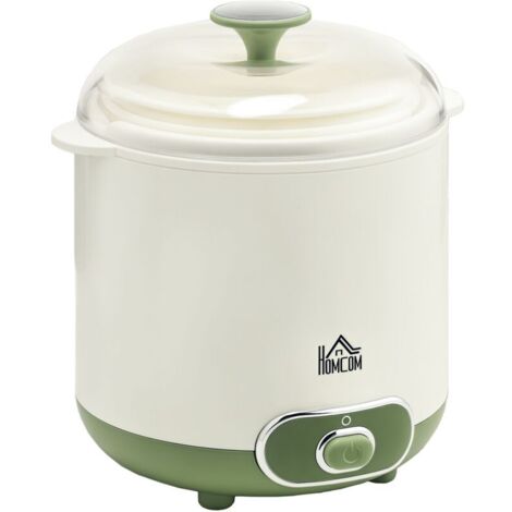 Yaourtière , 1,5 L, avec 2 pots, passoire, couvercle, 20 W, idéale pour le yaourt grec, pour 3 à 5 personnes, 19,5 x 17,5 x 21,4 cm, blanche