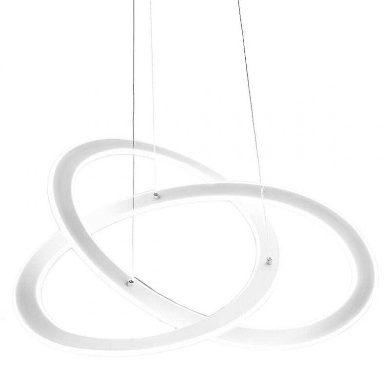 Gea Luce Weiß Yara Moderner Led-Kronleuchter 50 W, Dimmbare Aufhängung, 4000 K Warmes Licht, Es Aluminiumringdesign 67 X 120 Cm, 2400 Lm, Integrierte Led Ip20