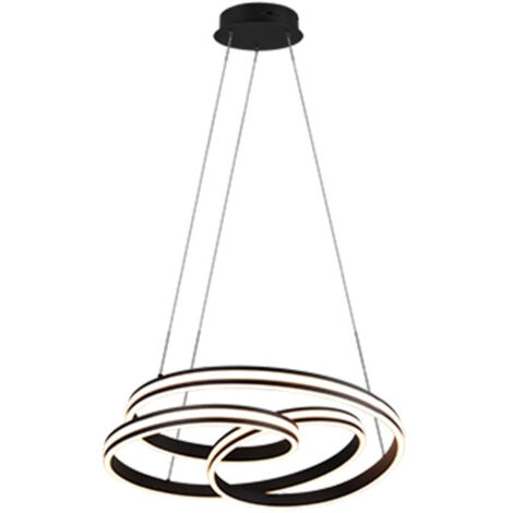 YARA SOSPENSIONE LED 60W 7200lm, 2300+3000+4000K NERA DIMMERABILE CON INTERRUTTORE A PARETE D. 60CM