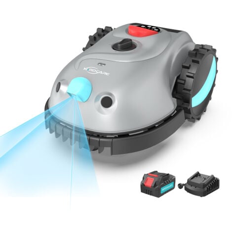 YARDCARE V100 Mähroboter ohne Begrenzungskabel, mit Vision-Navigation, Hindernisvermeidung(150 Arten), 4,0 Ah Akku Rasenmäher Roboter, Rasenroboter mit Graskamm, Ersatzklingen-Hellgrau