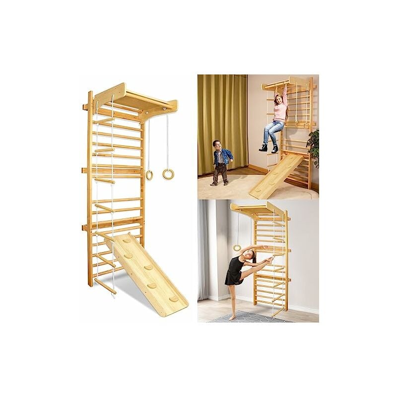 Aire de jeux , espalier d'intérieur pour chambres d'enfants, mur d'escalade en bois, peut supporter jusqu'à 100 kg pour adultes et enfants - Yardin