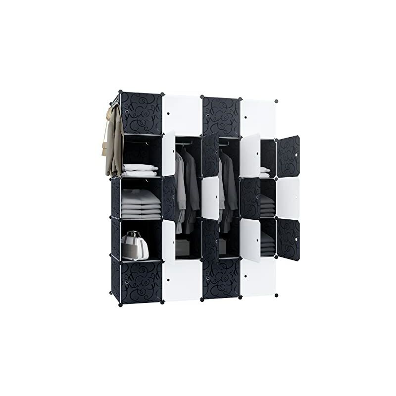 Yardin - Armoire diy Système d'étagères en plastique Armoire en plastique avec surface de suspension Armoire avec tringle à vêtements 20