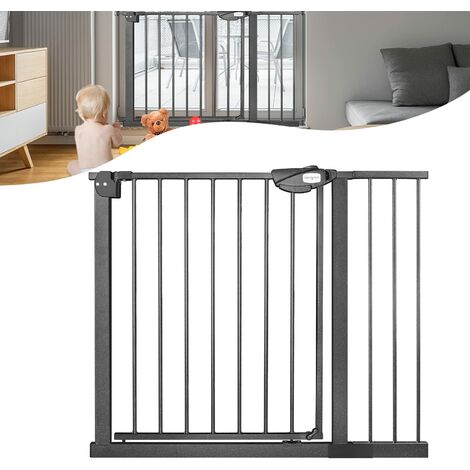 Grille De Protection Pour Cheminée En Métal - 305 Cm De Long, 76 Cm De Haut - Noir, 5 éléments Dont Porte - Sécurité Enfant/animal