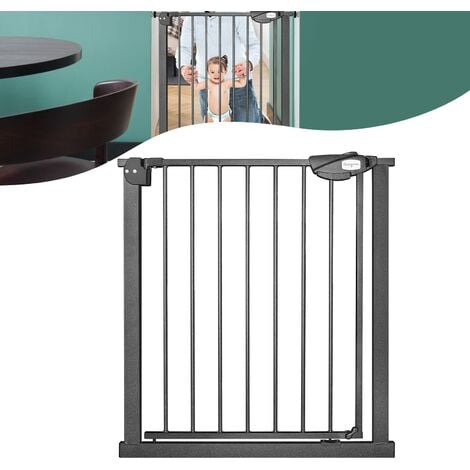 YARDIN Barrière d'Escalier, Barrière de Porte pour Enfants sans Perçage, Barrière de Protection à Double Verrouillage pour Enfants et Animaux Domestiques, Arrêt à 90°, Ouverture à Une Main, Se Ferme A
