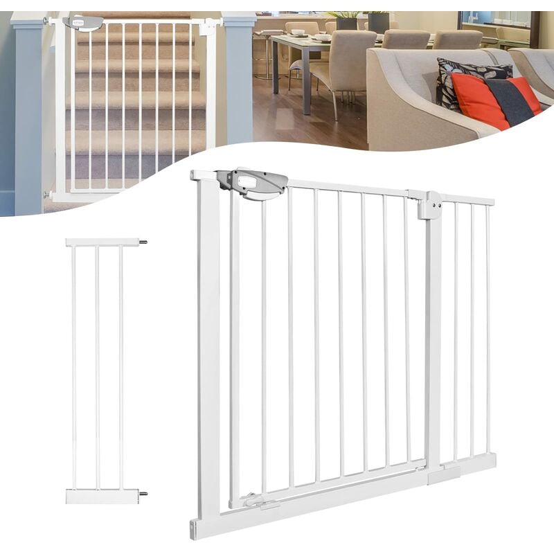 Barrière d'Escalier, Barrière de Porte pour Enfants sans Perçage, Barrière de Protection à Double Verrouillage pour Enfants et Animaux Domestiques,