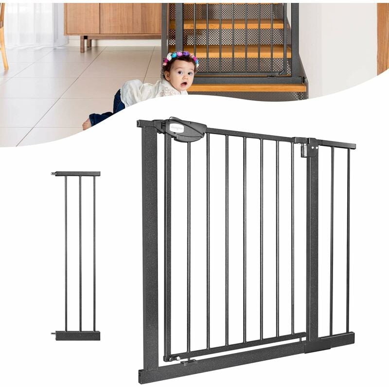 Barrière d'Escalier, Barrière de Porte pour Enfants sans Perçage, Barrière de Protection à Double Verrouillage pour Enfants et Animaux Domestiques,