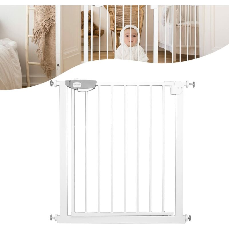 Barrière d'Escalier, Barrière de Porte pour Enfants sans Perçage, Barrière de Protection à Double Verrouillage pour Enfants et Animaux Domestiques,