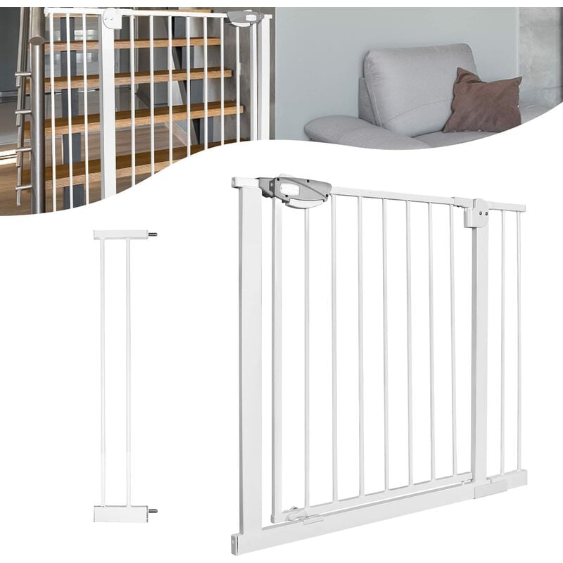Barrière d'Escalier, Barrière de Porte pour Enfants sans Perçage, Barrière de Protection à Double Verrouillage pour Enfants et Animaux Domestiques,