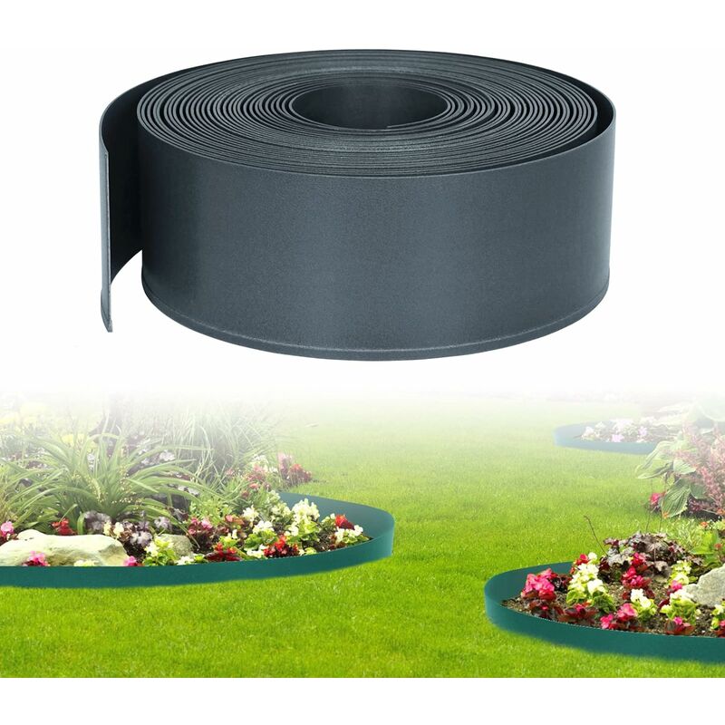 Bordure de pelouse plastique Bordure de pelouse, bordure de parterre Flexible à plier librement, 60m, Anthracite - Yardin