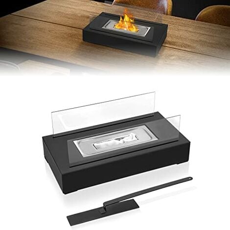 YARDIN cheminée de table au bioéthanol feu de table cheminée au bioéthanol décoration de balcon intérieur et extérieur cheminée à l'éthanol avec pierres naturelles pour décoration de balcon jardin, ty