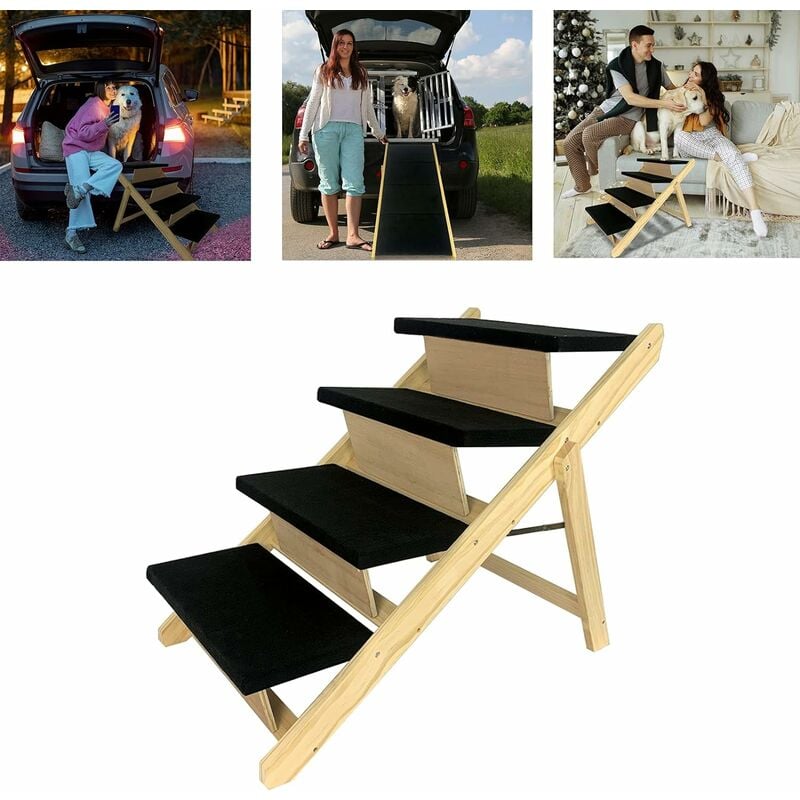 Escalier pour chien 2 en 1 pour petits chiens, rampe pliable pour chien, escalier portable pour animaux de compagnie, échelle pour chien en bois pour