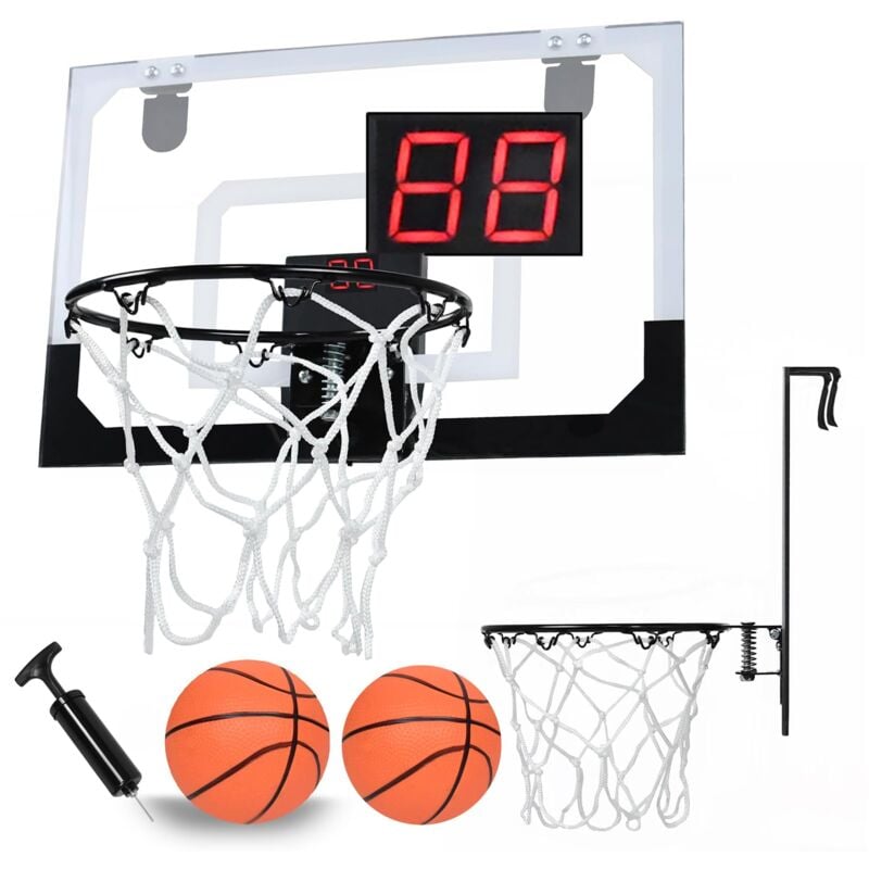 Mini panier de basket-ball d'intérieur pour enfants avec 2 balles, scoring et son automatiques, porte planche de basket-ball dans la chambre à