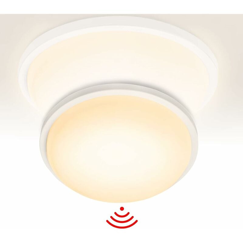 Plafonnier led avec détecteur de mouvement, Plafonnier led avec capteur radar IP44 pour couloir, salon, chambre, salle de bain, balcon, entrée