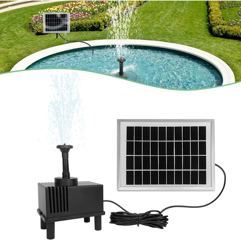 Pompe solaire pour étang Fontaine de jardin,9V/2W Mini pompe solaire flottante fontaine avec 4 jets pour jardin, carré(Type d) - Yardin