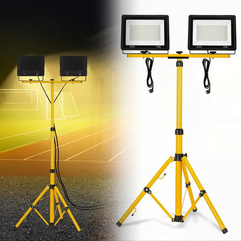 Yardin - Projecteur de Chantier led avec Trépied, Lampe de Travail, Projecteur de Chantier avec Câble d'alimentation, étanche IP66, Projecteur de