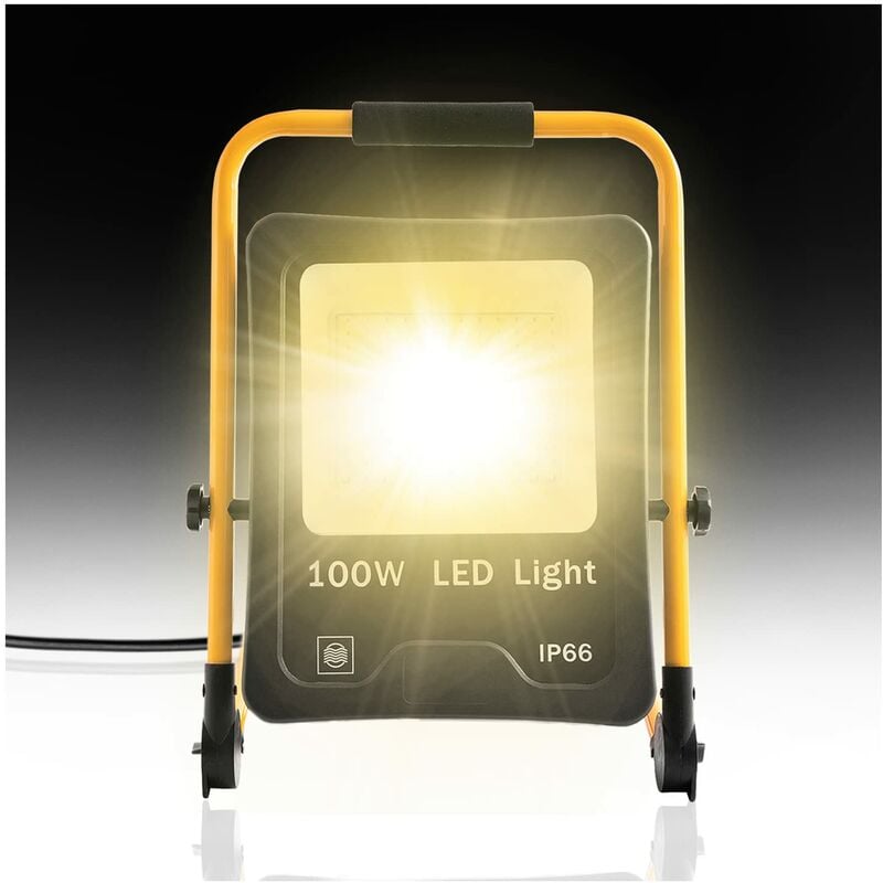 Projecteur de chantier à led, lampe de chantier, avec cadre de support et câble d'alimentation, pour l'intérieur et l'extérieur, atelier, jardin,