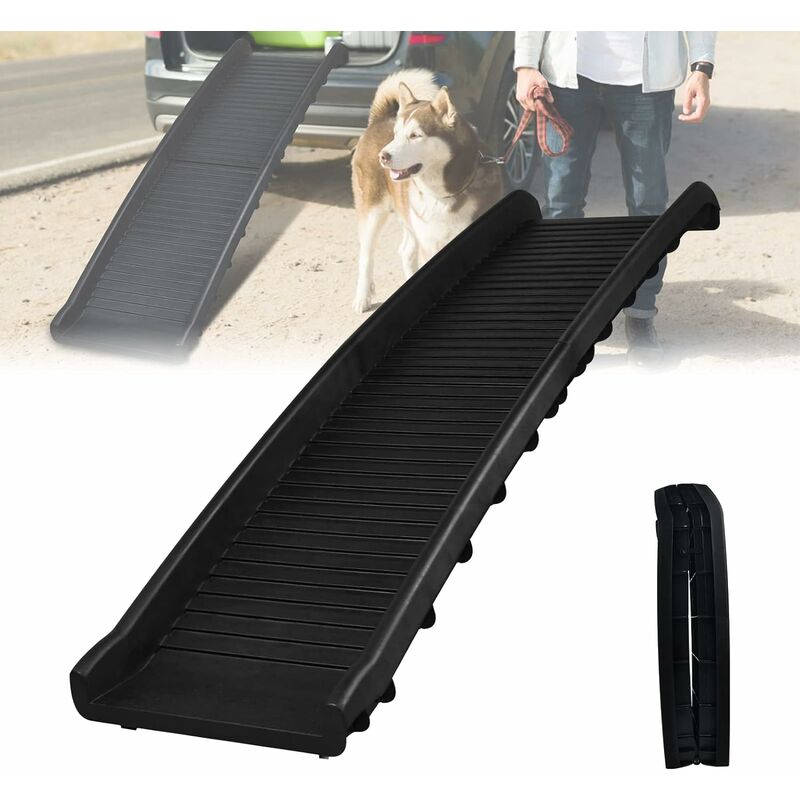 Yardin - Rampe Pliable pour Chien, Accès facile pour animaux de grande taille jusqu'à 90 kg, Antidérapante pour voiture et coffre, 156 x 40 cm Noir