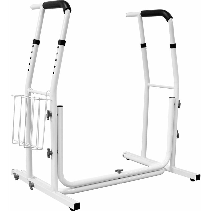 Relève-personne mobile Toilettes Cadre de soutien Poignée de maintien Réglable en hauteur avec panier de rangement - Supporte jusqu'à 200 kg - Yardin