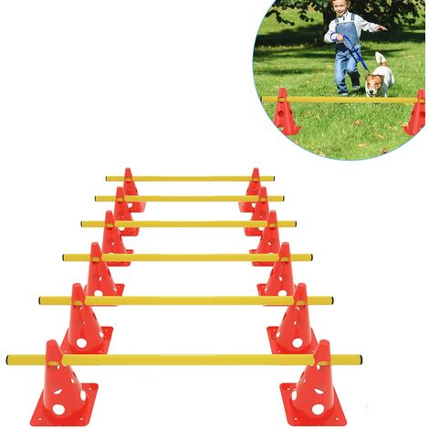 YARDIN Sports Steckhürdenset 6er für Koordinationstraining mit 12 Multifunktionskegel und 6 Trainingsstangen für Kinder,Sportler oder Hund Training/Therapie