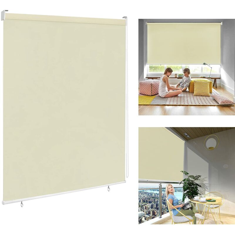 Store à Enrouleur Latéral, Store à Pince Occultant, Store Extérieur avec Protection uv et Ombrage pour la Protection de la Vie Privée, Couleur Beige