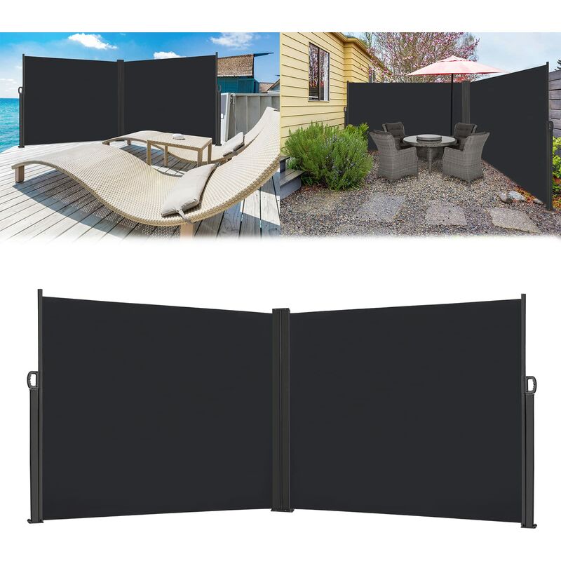 Store latéral extensible Balcon Protection solaire Protection visuelle Store,Étanche au vent Store latéral en polyester pour jardin Terrasse Aires de