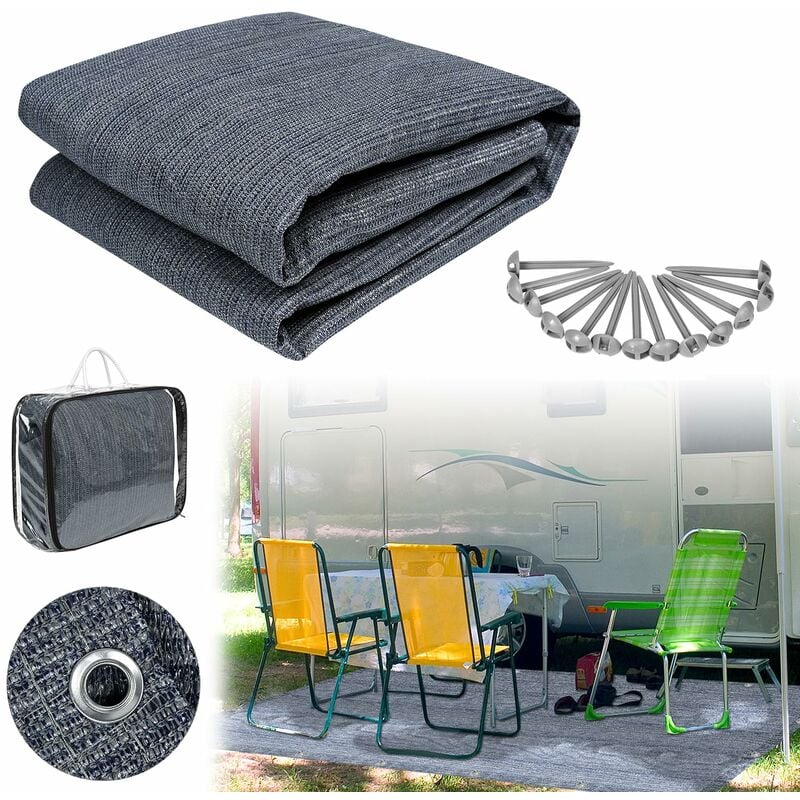 Yardin - Tapis pour auvent, extérieur, camping, tente, lavable en machine, antidérapant, anti-moisissure, avec sac de transport, 400 x 500 cm