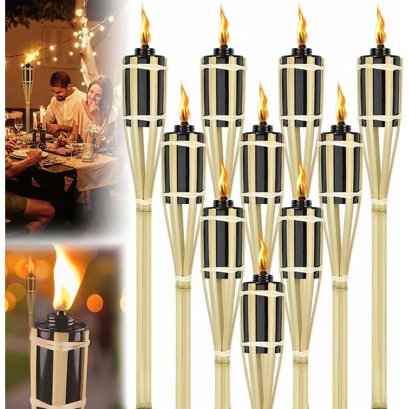 yardin - torches pour jardin extérieur torche de jardin en bambou, torches en bambou 90 cm torches à huile torche décorative extérieure, lampe à
