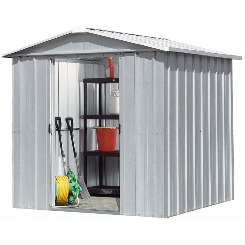 Yardmaster - Abri de jardin métal Eco 4,2 m² + kit d'ancrage - Gris