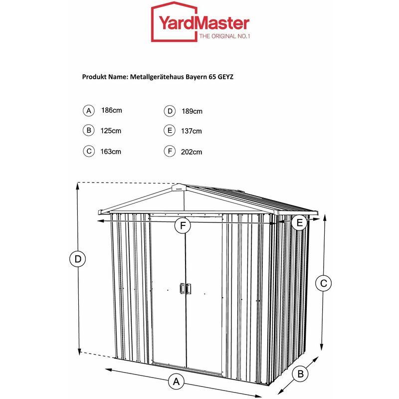 Yardmaster Metall Geratehaus Bayern Modell 65 Grun 2 33 M Ohne Bodenrahmen 65geyz