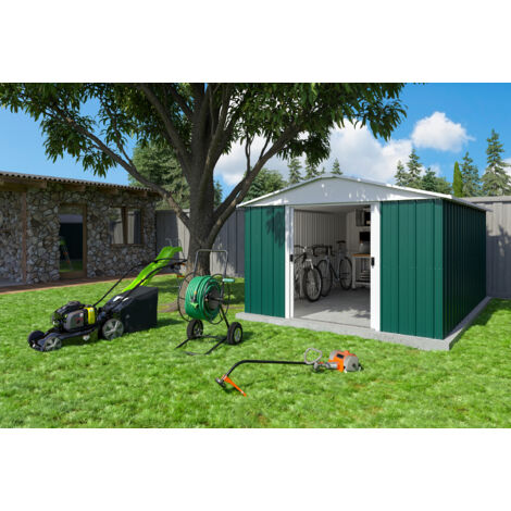 Yardmaster Metall-Gerätehaus "Bayern" Modell 1013, grün, 11,03 m², mit Bodenrahmen