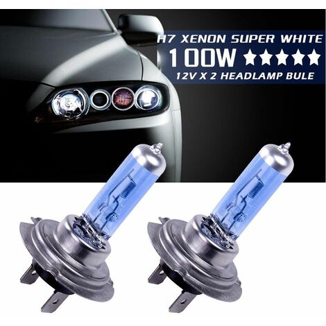 Yarona 12V H7 100W Xenon Blanc 6000k Halogène Lampe frontale de voiture Globes Ampoules 1 paire