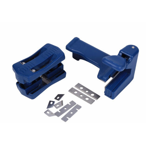 Yarona Machine de bande de bordure double découpant la tête manuelle de dispositif de coupe et l'outil de menuiserie de trim de queue pour la bande de liaison de PVC de menuisier，bleu，105.84.3cm