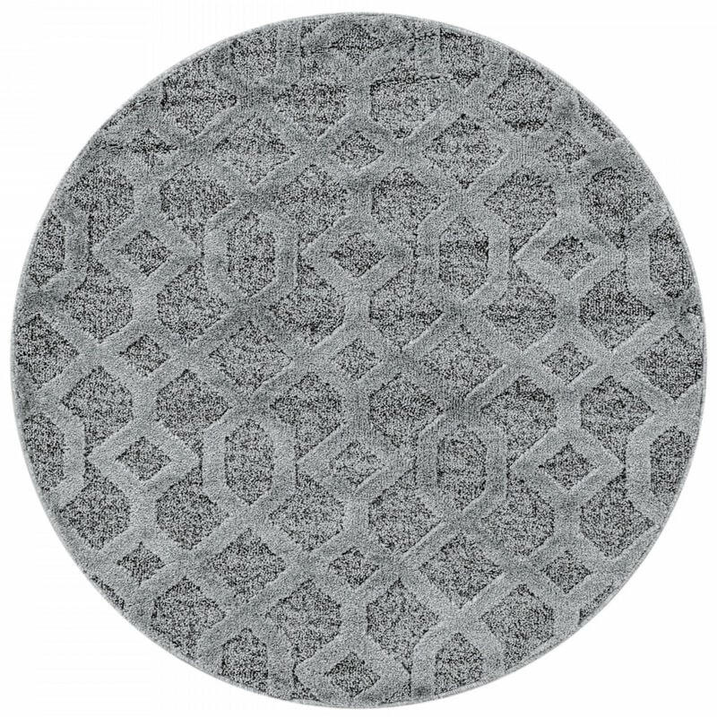 Pisa - Tapis Rond en relief Berbère yasi Gris (80x80cm)