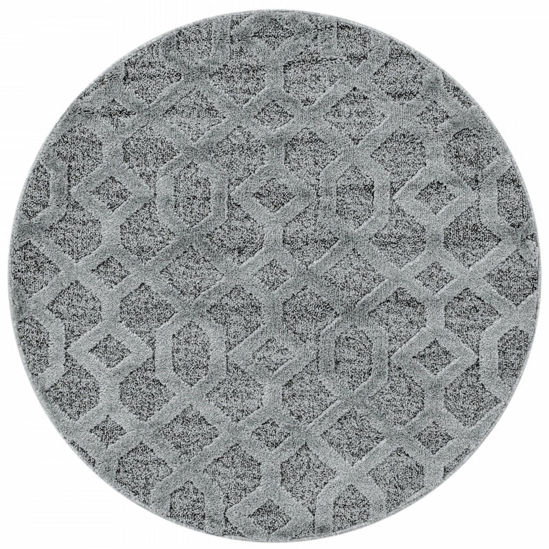Pisa - Tapis Rond en relief Berbère yasi Gris (120x120cm)