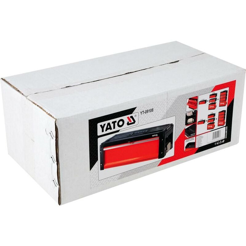 Image of Yato - YT-09108 Toolbox Metal Black, Red Toolbox - Cassetta degli attrezzi (Cassetta degli attrezzi, Metal, Black, Red, 10 kg, 495 mm, 252 mm)