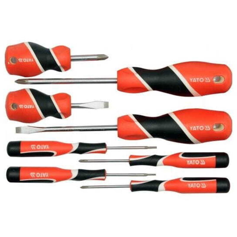 Image of YATO SCHRAUBENDREHERSATZ 8-tlg. FLACH/KREUZBLATT S2 58 HRC, 25980