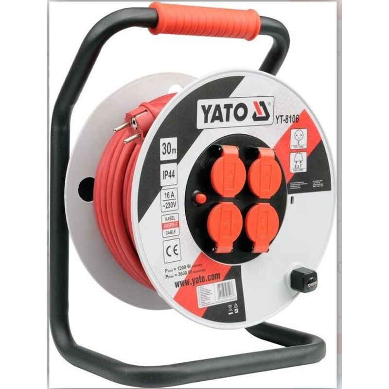 YT-8108 multi-base 50 m 4 prises ac intérieur / extérieur Noir, Rouge, White - Yato