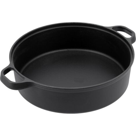 Yato Gusseisen Pfanne mit Emaille Grillpfanne Bratpfanne mit 2 Griffen Kochfläche Ø  280mm