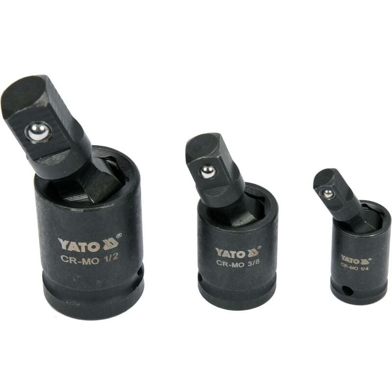 impact universal joint set 3 pcs 1/4', 3/8' & 1/2' Cr-Mo steel (YT-10643) - Yato