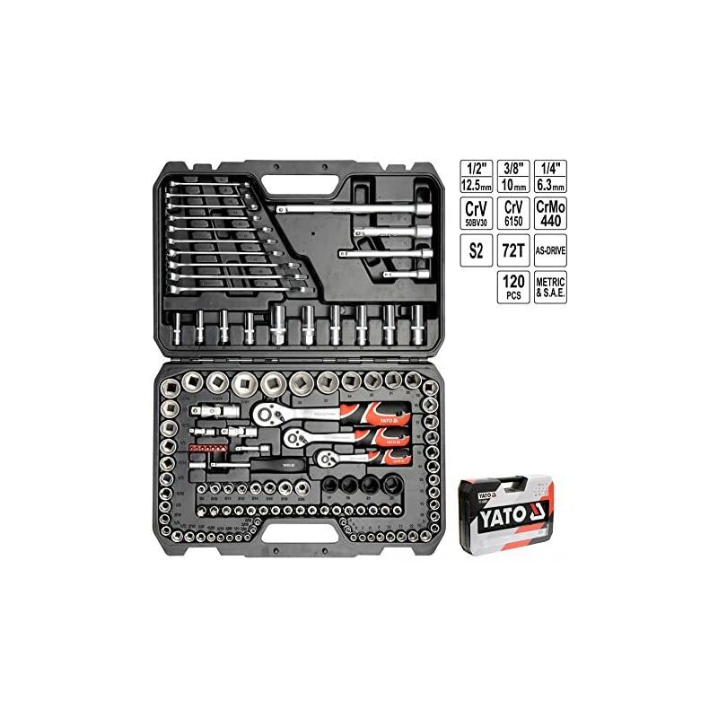 

YATO YT-38801 - socket set 1/4', 3/8' y 1/2'120pcs