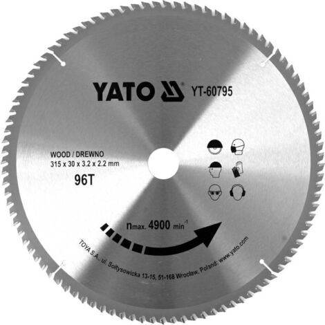 YATO, modèle YT-60795, Lame de scie circulaire de 31,5 cm, 1 pièce, idéal pour des coupes précises dans le bois, le métal et le plastique, haute durabilité, professional tool