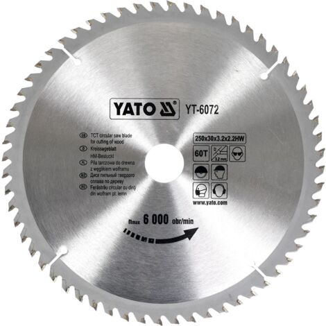 YATO, Modell YT-6072, Kreissägeblatt de 25 cm, 1 Stück, ideal für präzise Schnitte in Holz, Metall und Kunststoff, hohe Haltbarkeit, professionelles tool.