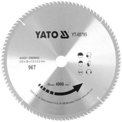 YATO, Modell YT-60795, Kreissägeblatt de 31,5 cm, 1 Stück, ideal für präzise Schnitte in Holz, Metall und Kunststoff, hohe Standzeit, professionelles Werkzeug