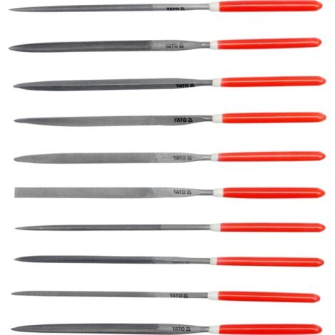 YATO, Modell YT-6164, Nadelfeile 4x160x75mm, Satz zu 10 Stück, ideal für Präzisionsarbeiten an Metall, Holz und Keramik, hochfestes Profiwerkzeug.