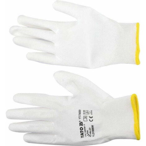 YATO NYLON/PU-HANDSCHUHE WEISS GRÖSSE 9