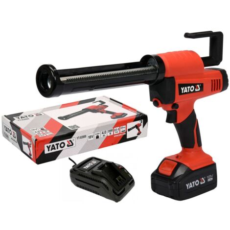 YATO Professionelle Kartuschenpresse - Vielseitige Kartuschen- und Siliconpistole für präzises Arbeiten Siliconpresse 18V 4,0 AH-AKKU + Ladegerät