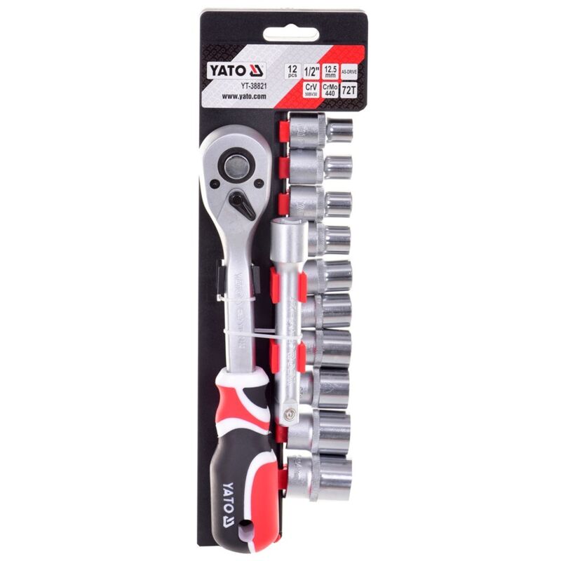 Image of Yato - Steckschlüsselsatz mit Zubehör 1/2'', 12-teilig / YT-38821 /