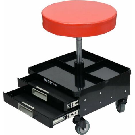 Yato Profi XXL - Tabouret de Atelier avec 3 tiroirs et étagères, réglable en hauteur, pivotant à 360°, 4 roulettes, finition stable avec Capacité de Charge de 15