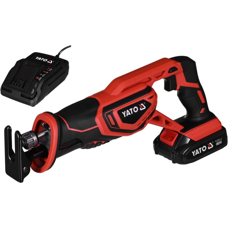 Batterie Scie de scie sabre 18 v 2,0 Ah Batterie de ion de lithium, chargeur rapide werkzeugloser Changer de lame Lame de scie Max. 80 mm en - Yato